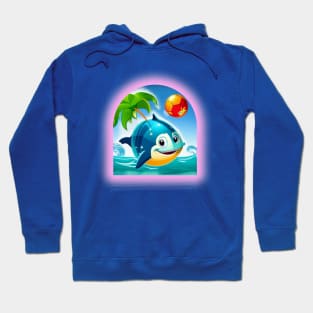 Happy blue and yellow dolphin Hoodie